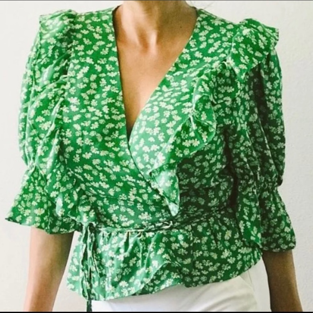 WAYF Floral Wrap Top